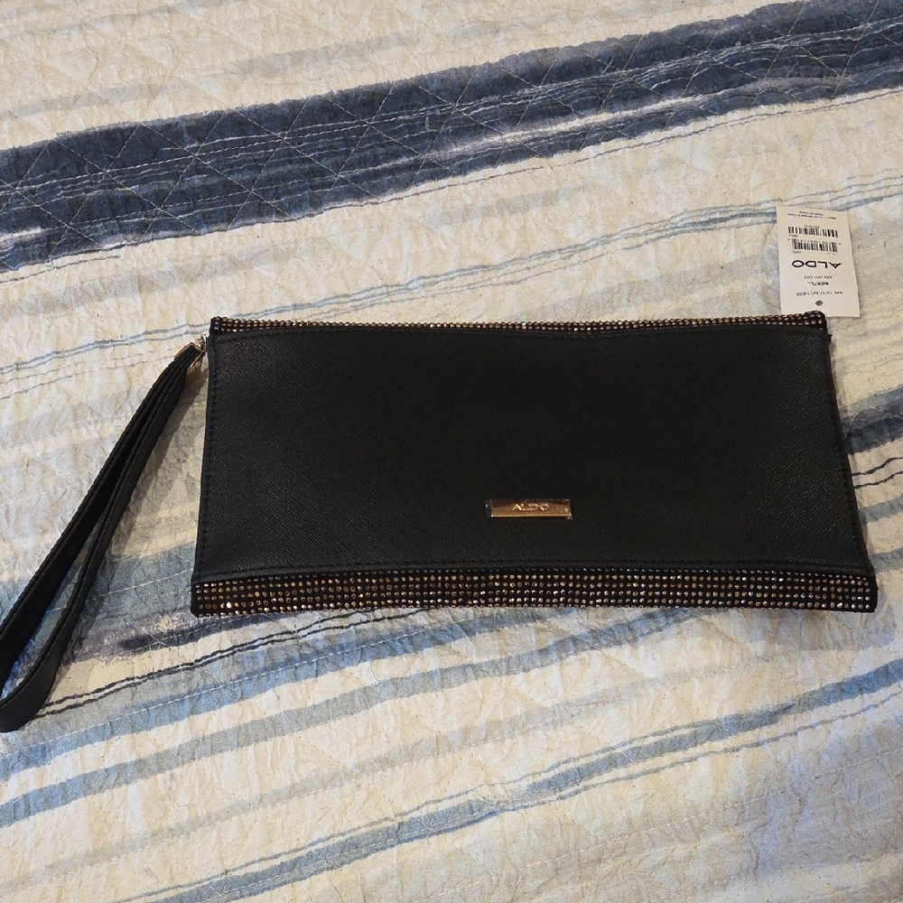 Aldo Sparkling Black and Gold Wristlet - Picture 3 of 5